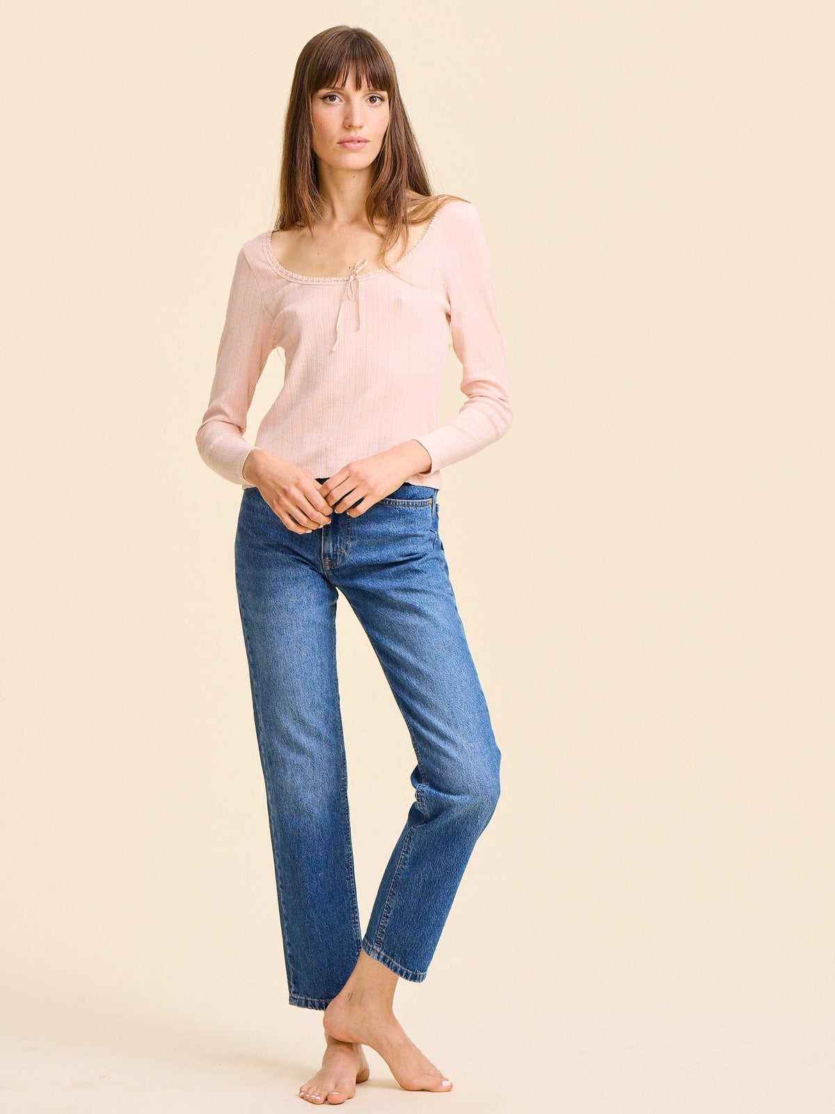 Sally Pointelle Tee in Spanish Villa — The knit