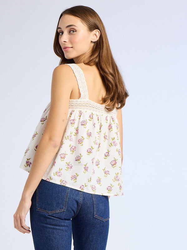 Sasha Top in Rose Block Print — view 3