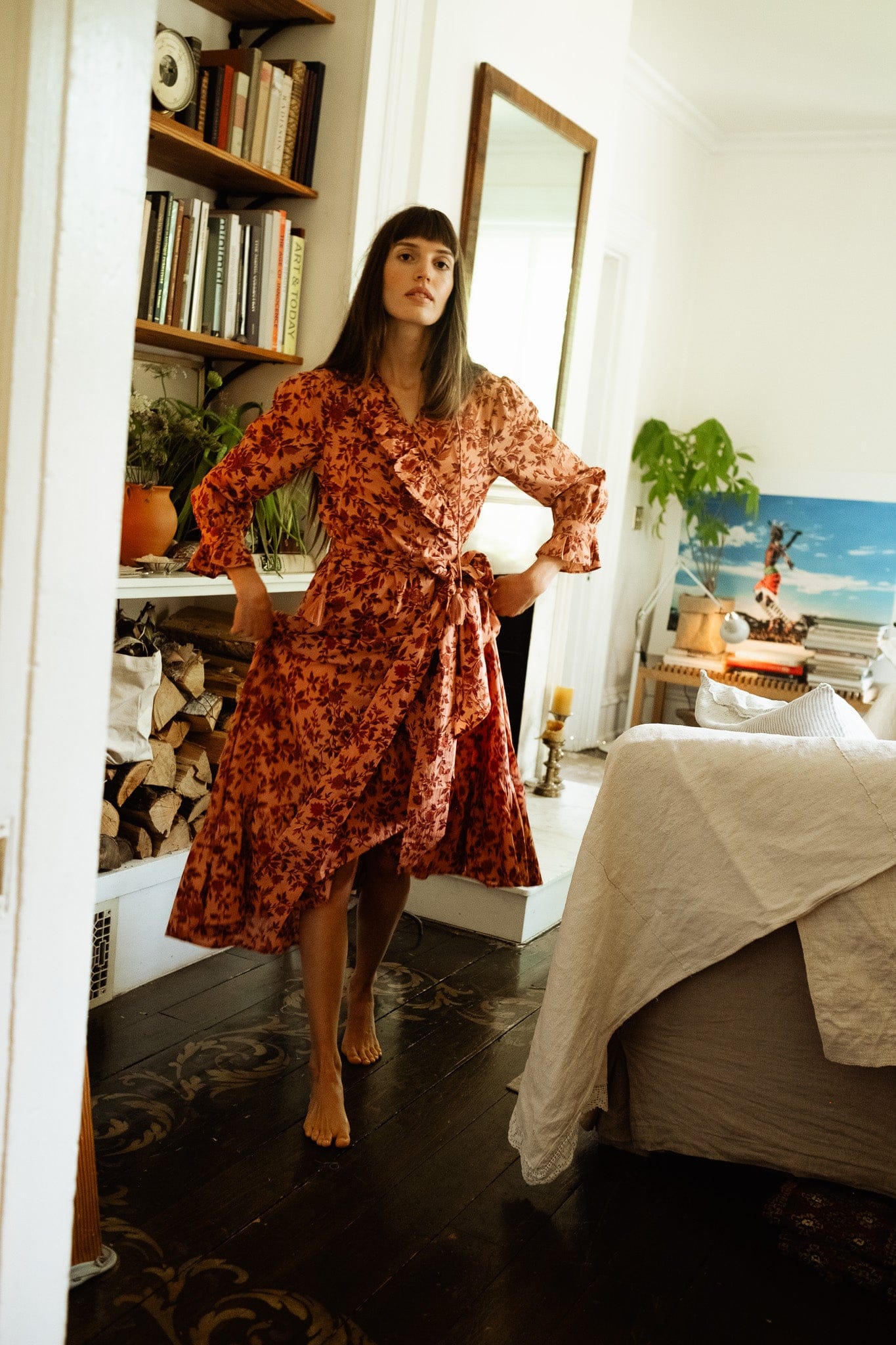 MILLE Clothing Simone Dress in Peach Montmartre