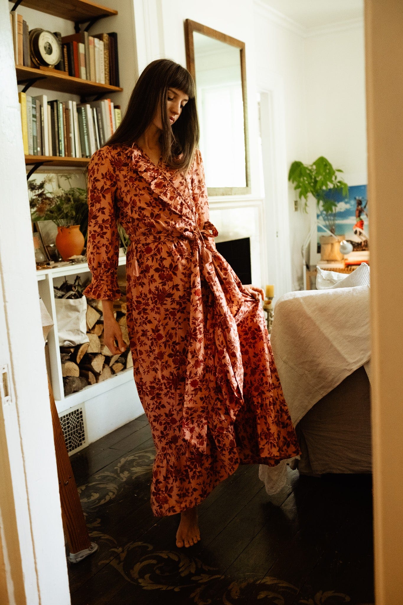 MILLE Clothing Simone Dress in Peach Montmartre