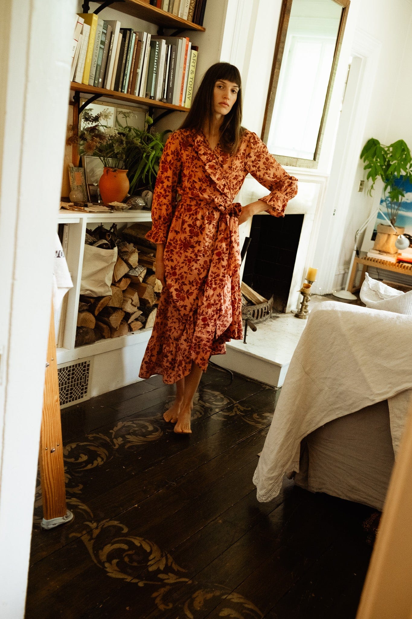 MILLE Clothing Simone Dress in Peach Montmartre