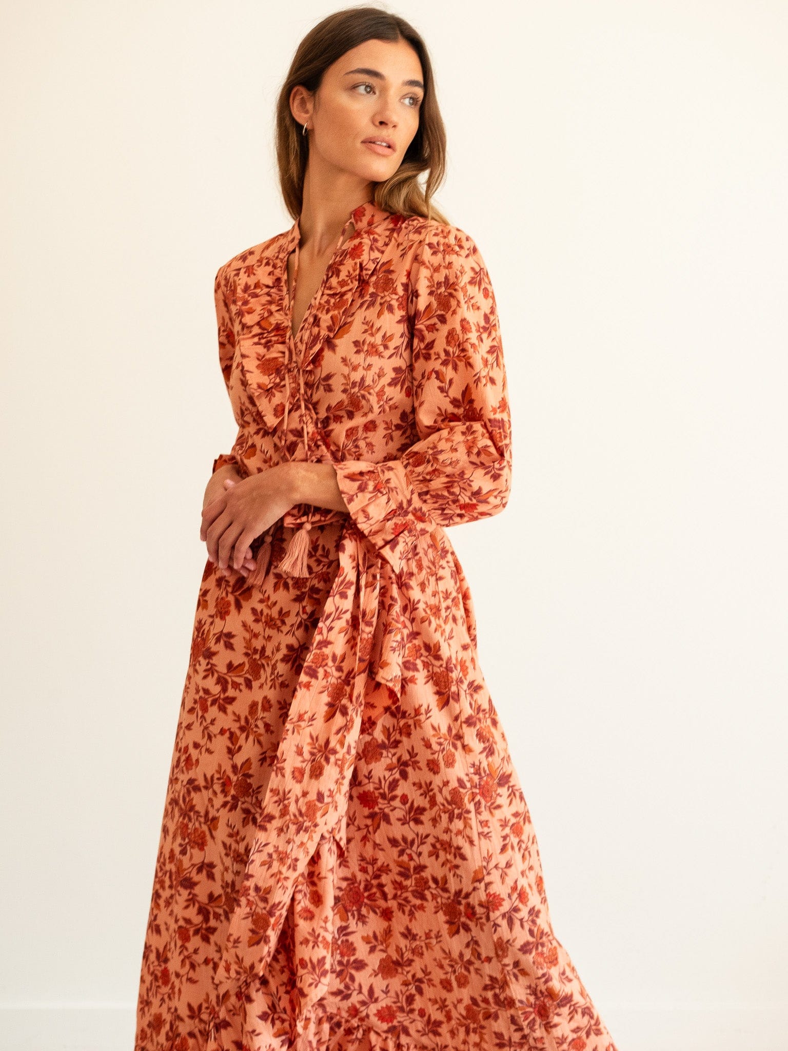 MILLE Clothing Simone Dress in Peach Montmartre