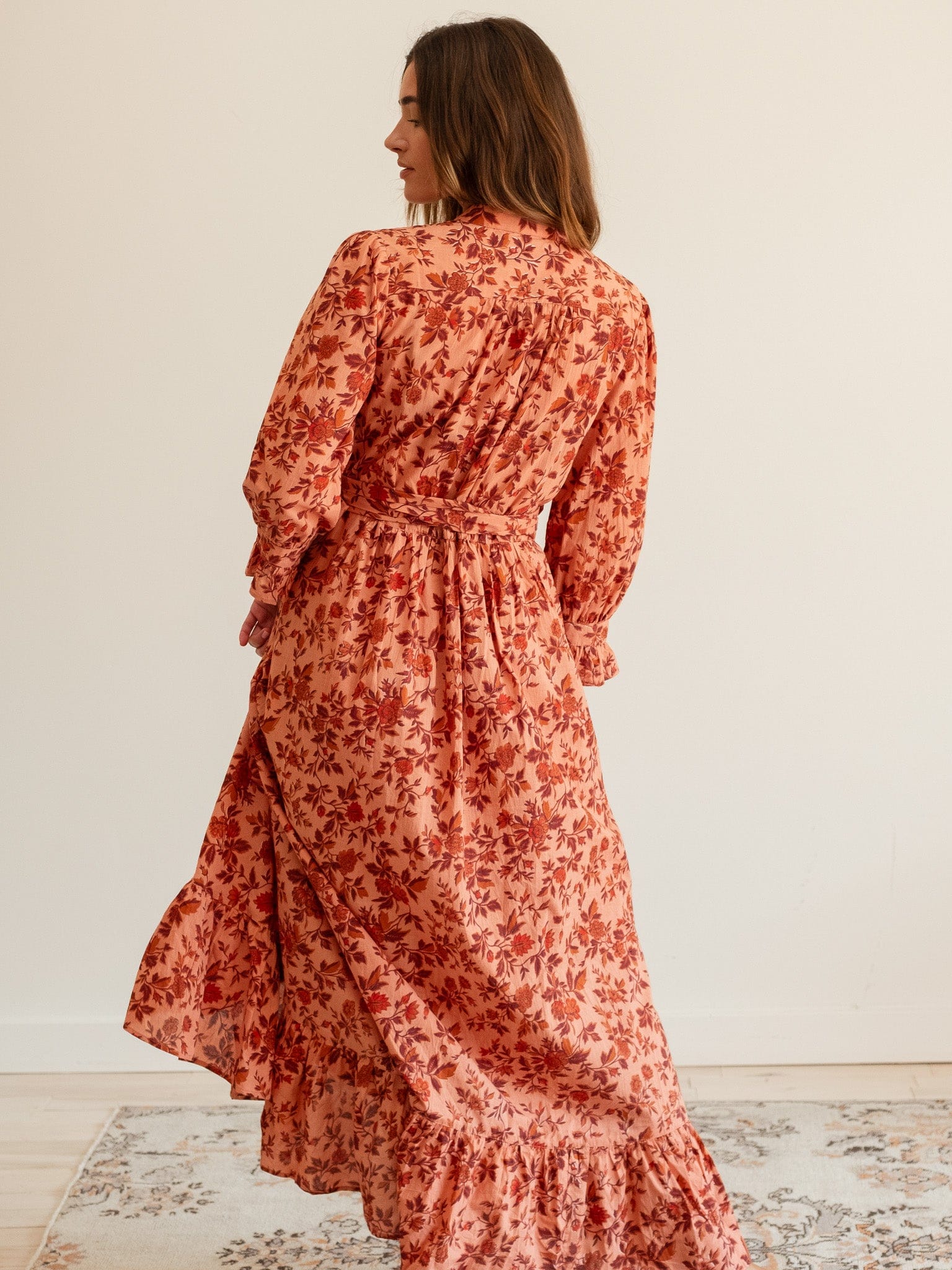 MILLE Clothing Simone Dress in Peach Montmartre