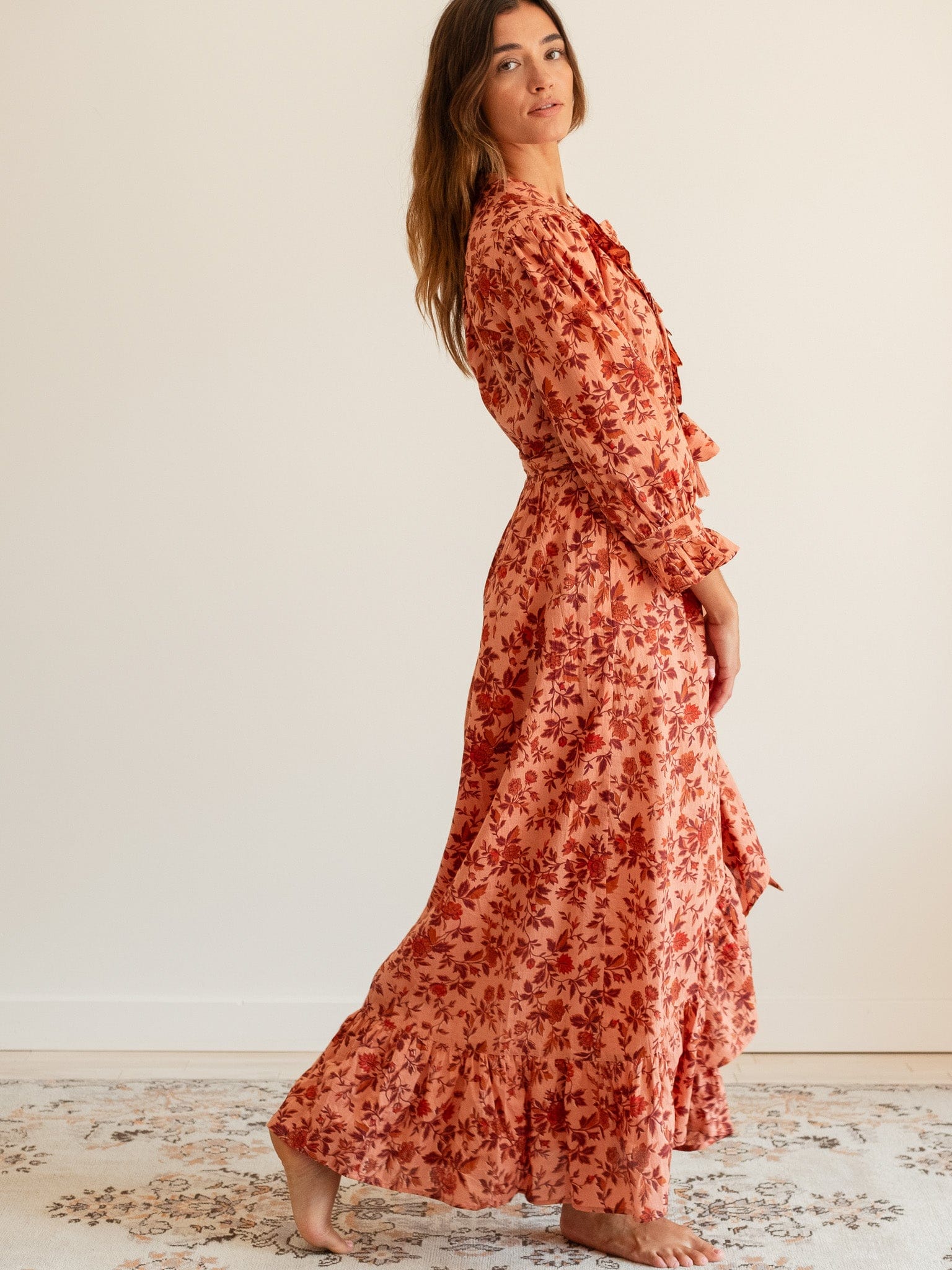 MILLE Clothing Simone Dress in Peach Montmartre