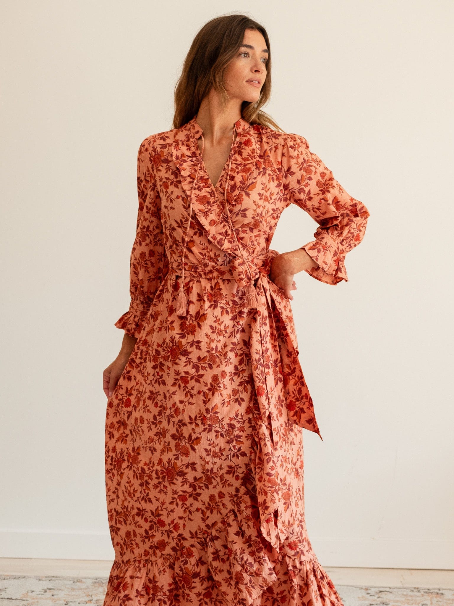 MILLE Clothing Simone Dress in Peach Montmartre