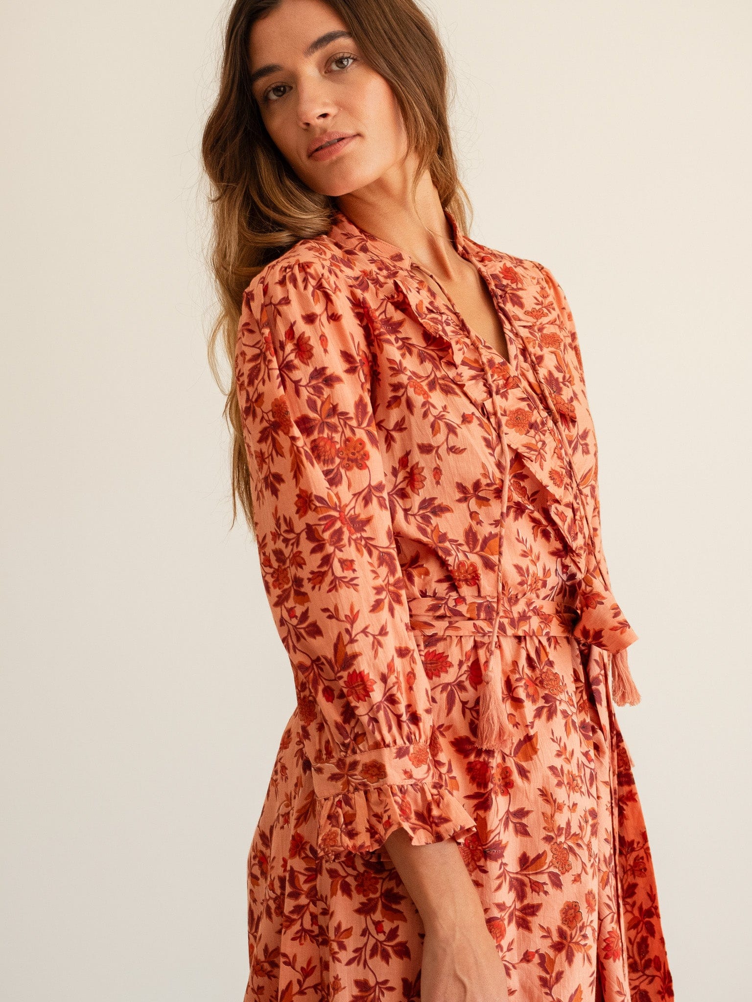 MILLE Clothing Simone Dress in Peach Montmartre