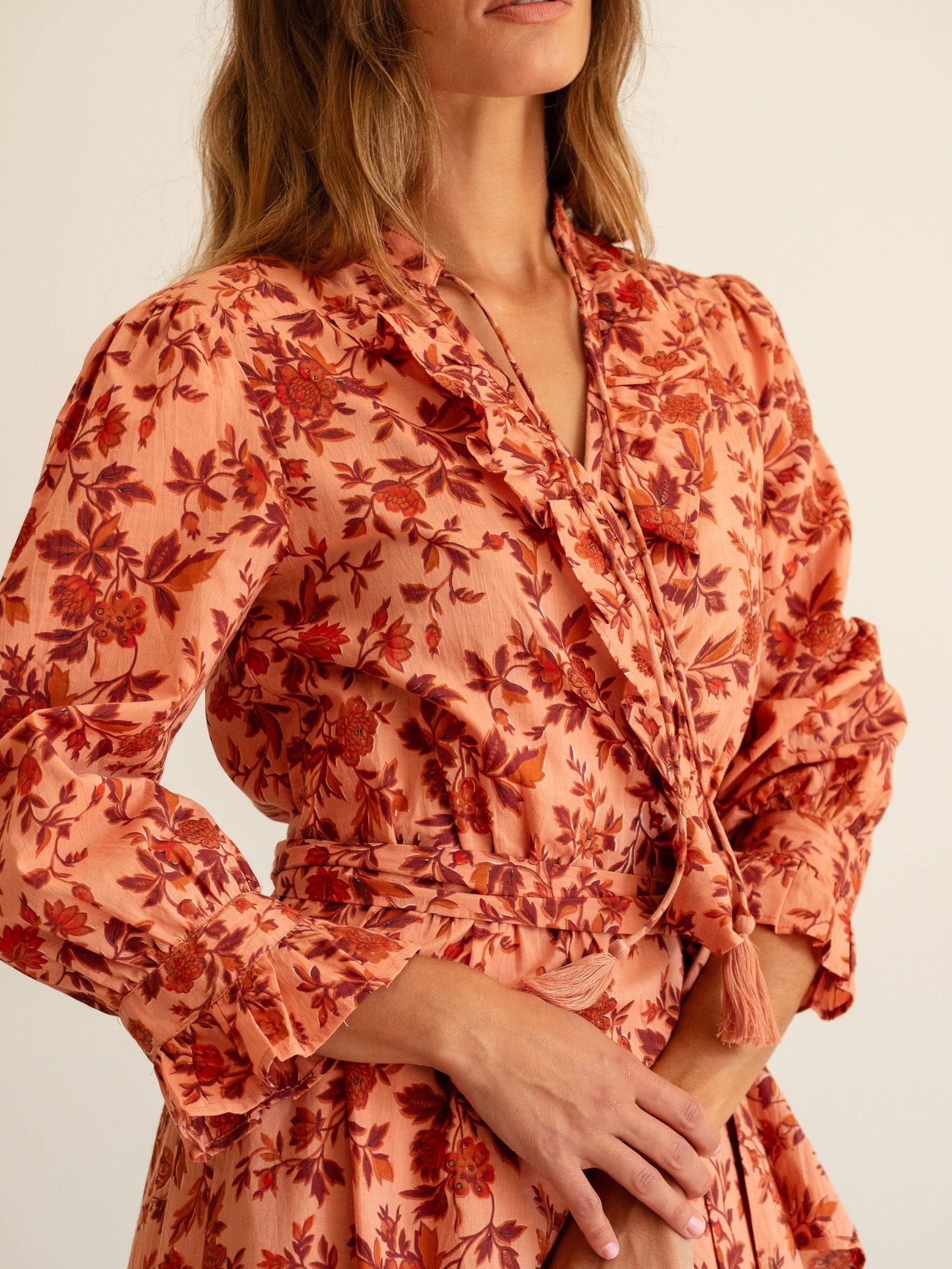 MILLE Clothing Simone Dress in Peach Montmartre