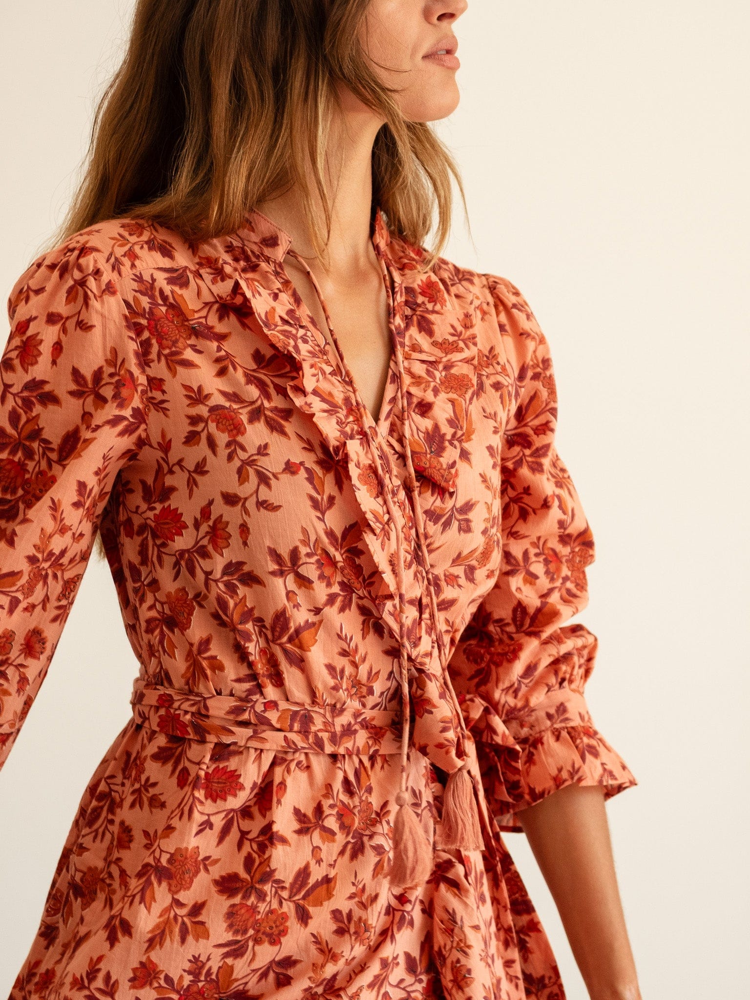 MILLE Clothing Simone Dress in Peach Montmartre