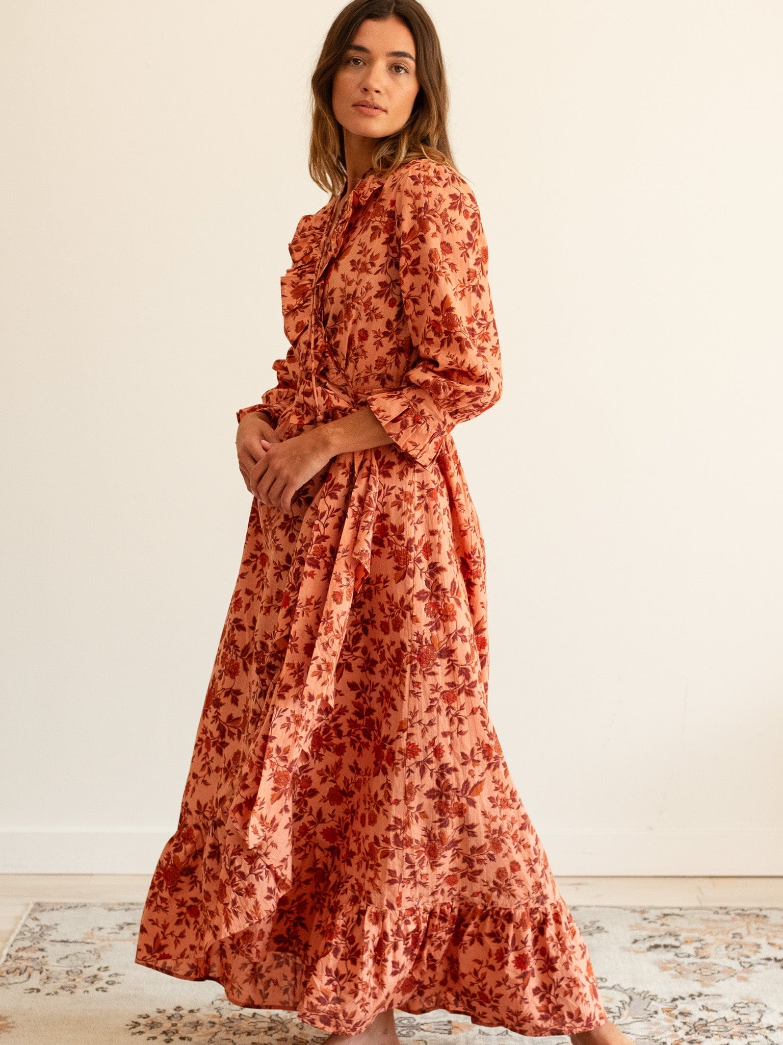 MILLE Clothing Simone Dress in Peach Montmartre