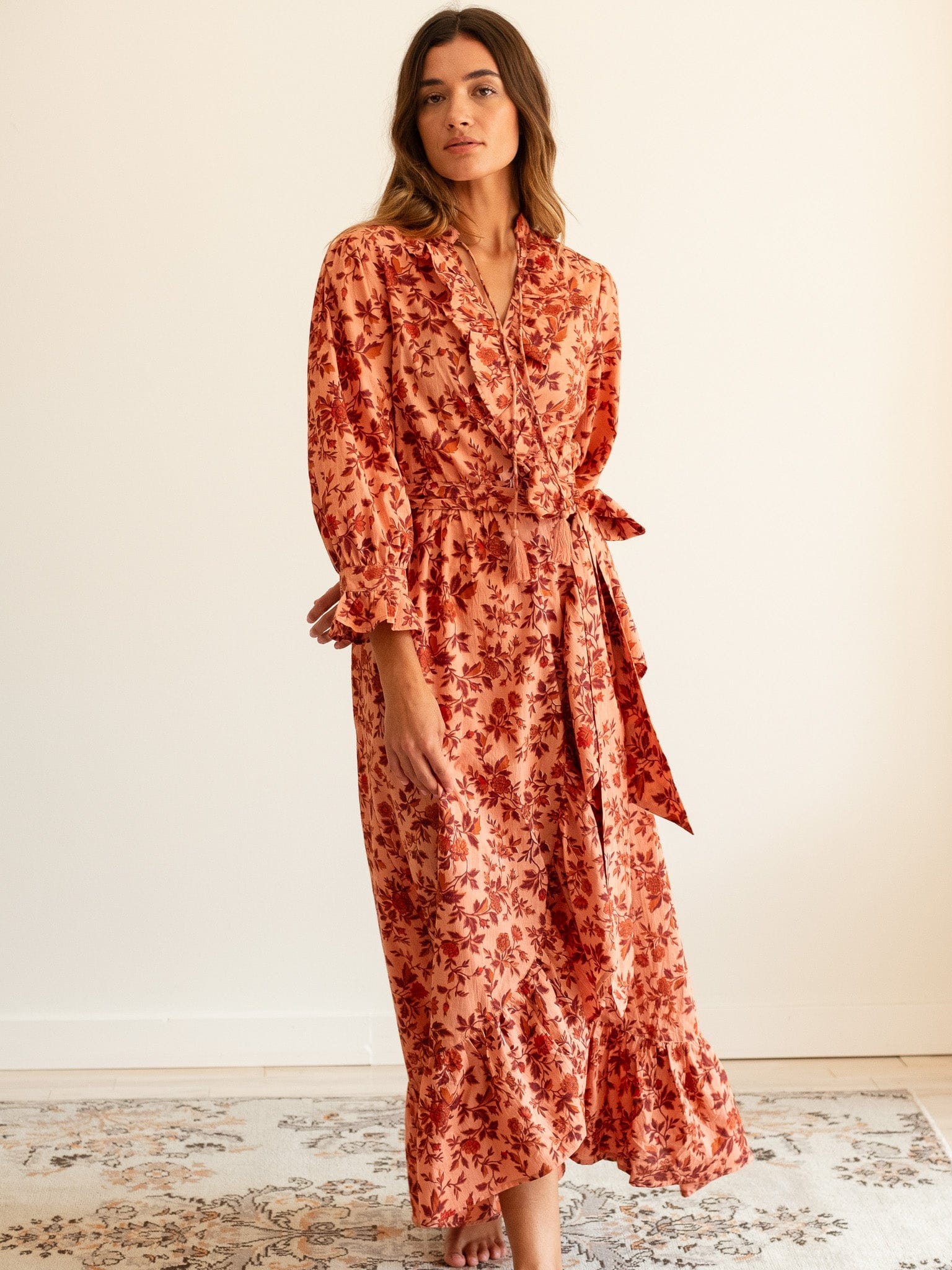 MILLE Clothing Simone Dress in Peach Montmartre