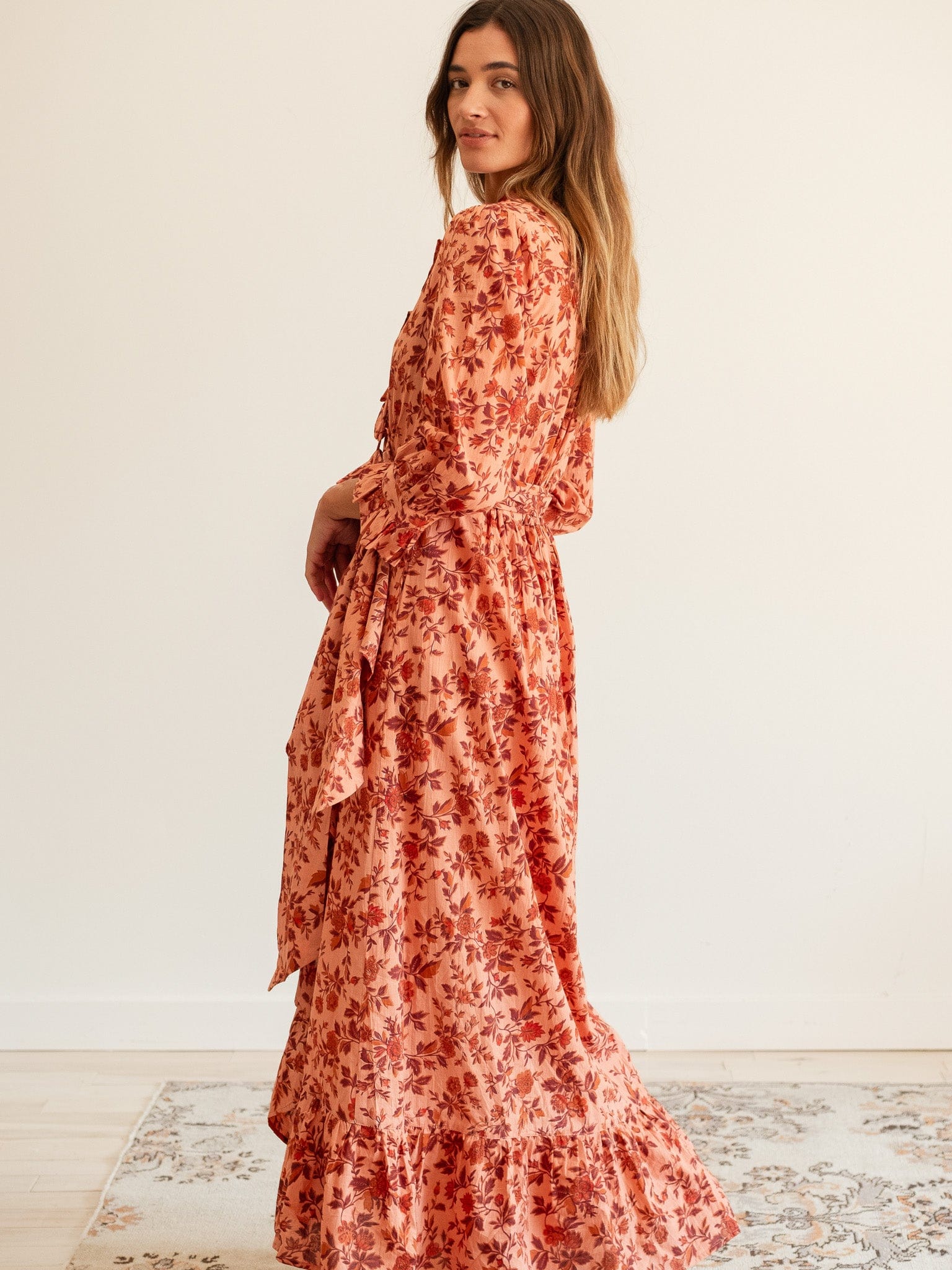 MILLE Clothing Simone Dress in Peach Montmartre