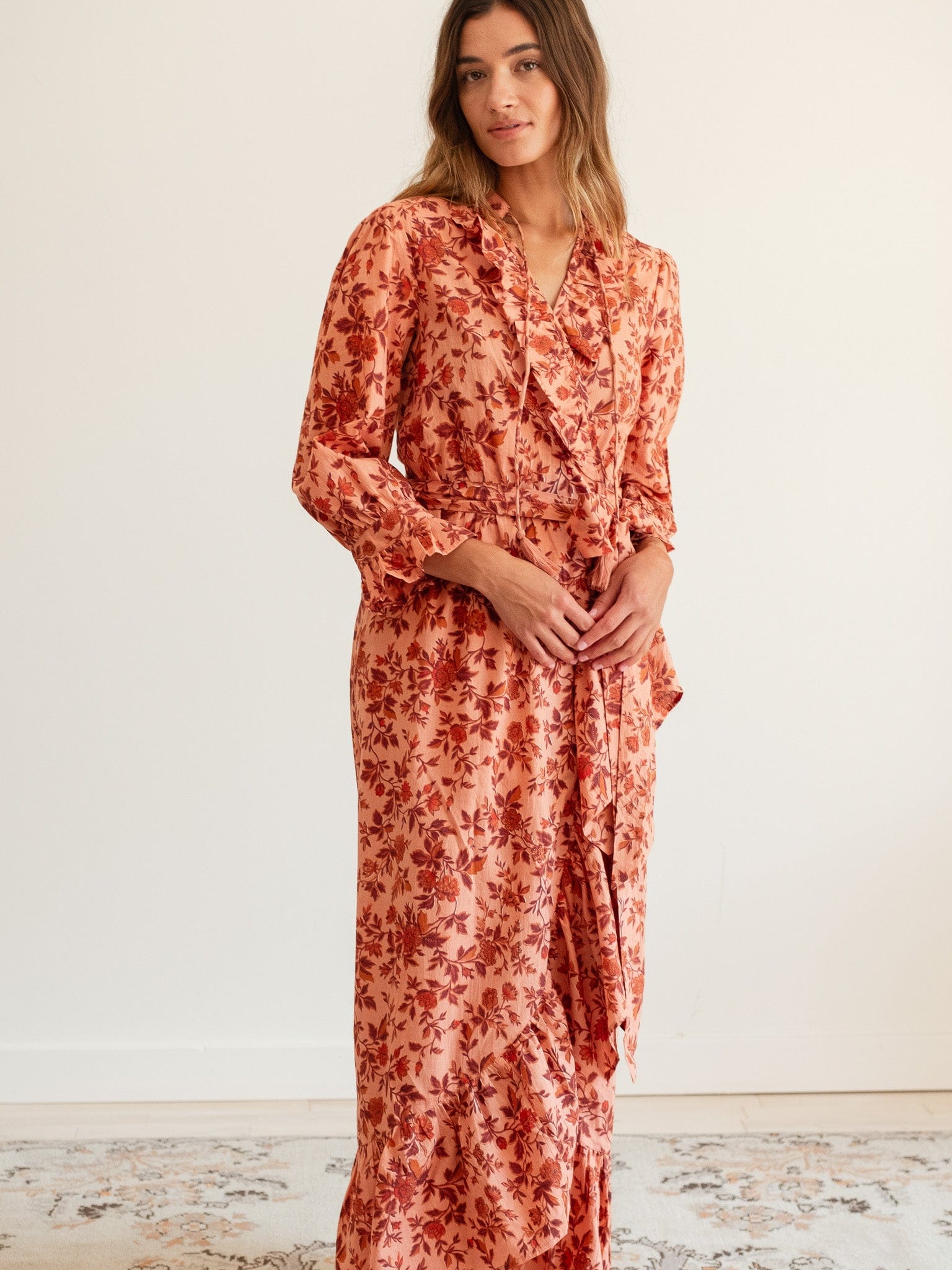 MILLE Clothing Simone Dress in Peach Montmartre