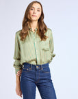 MILLE Clothing Sofia Top in Almond & Green Stripe