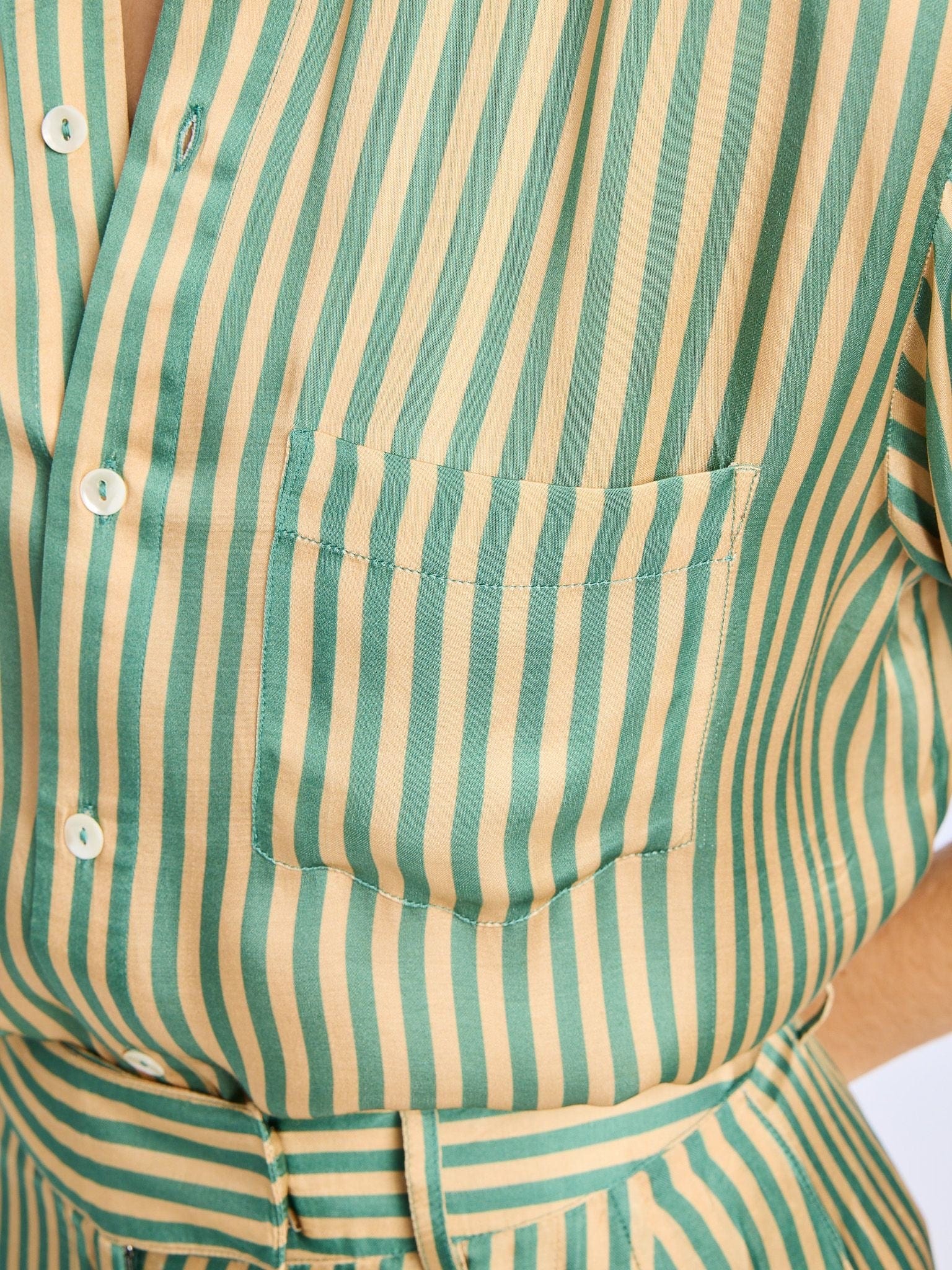 MILLE Clothing Sofia Top in Almond &amp; Green Stripe