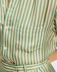 MILLE Clothing Sofia Top in Almond & Green Stripe