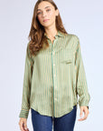 MILLE Clothing Sofia Top in Almond & Green Stripe