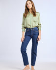 MILLE Clothing Sofia Top in Almond & Green Stripe