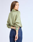 MILLE Clothing Sofia Top in Almond & Green Stripe