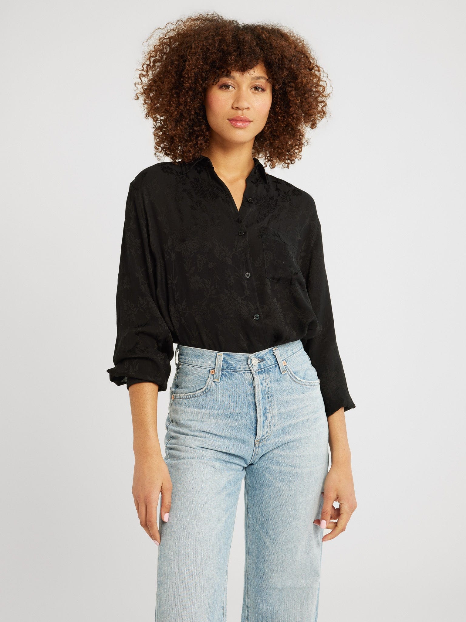 MILLE Clothing Sofia Top in Black Jacquard