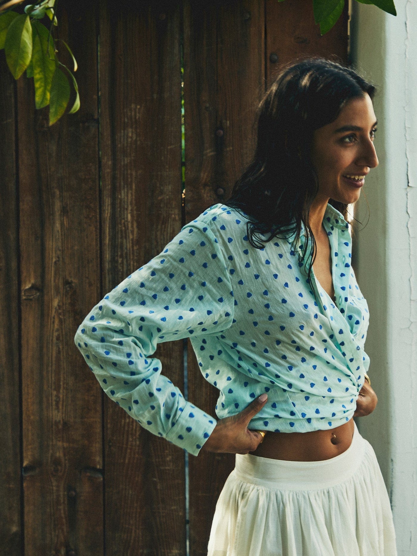 MILLE Clothing Sofia Top in Blue Hearts