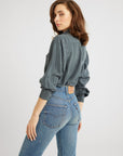 MILLE Clothing Sofia Top in Navy Washed Silk