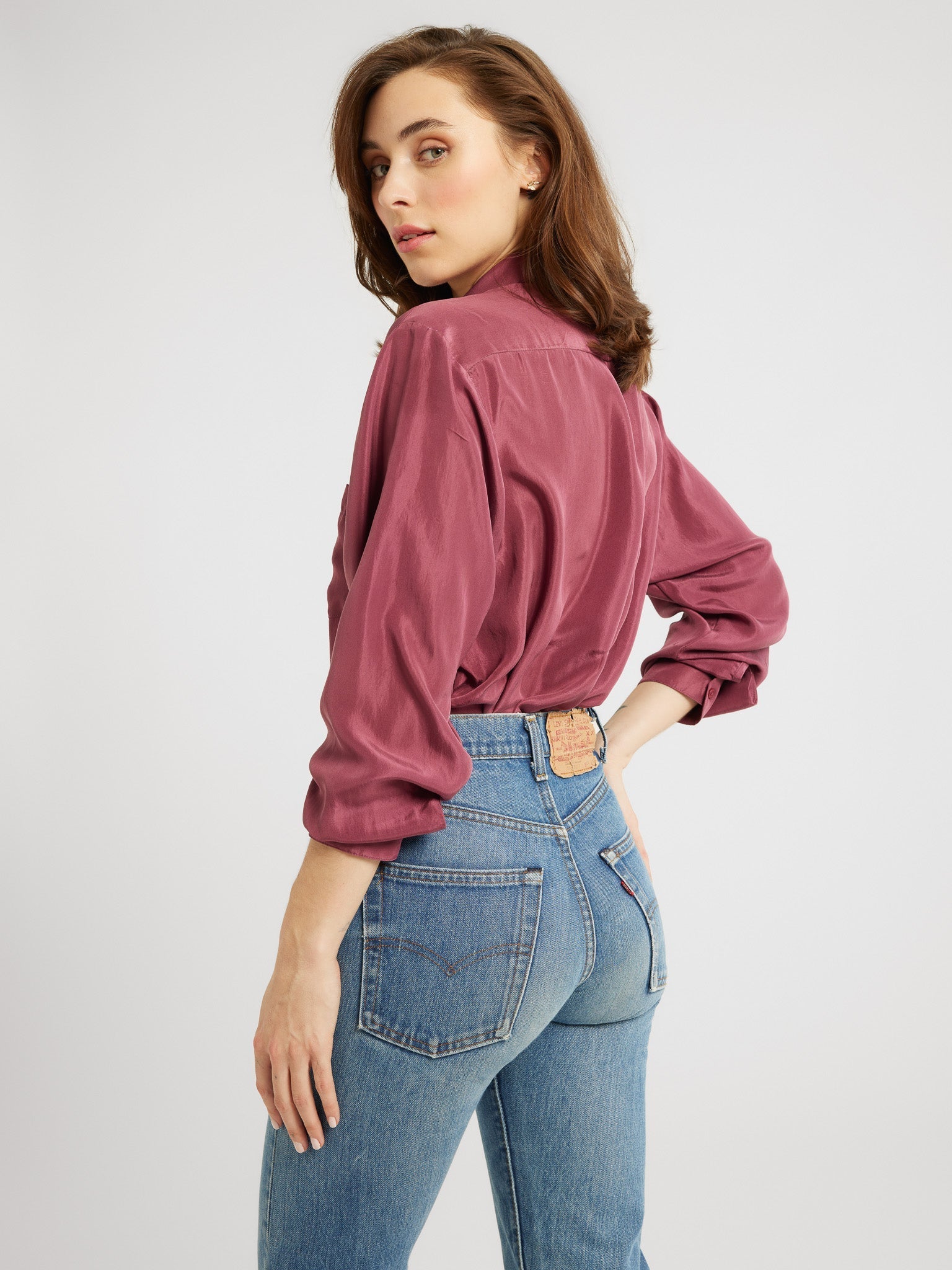 Sofia Top in Plum Washed Silk – MILLE