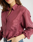 MILLE Clothing Sofia Top in Plum Washed Silk