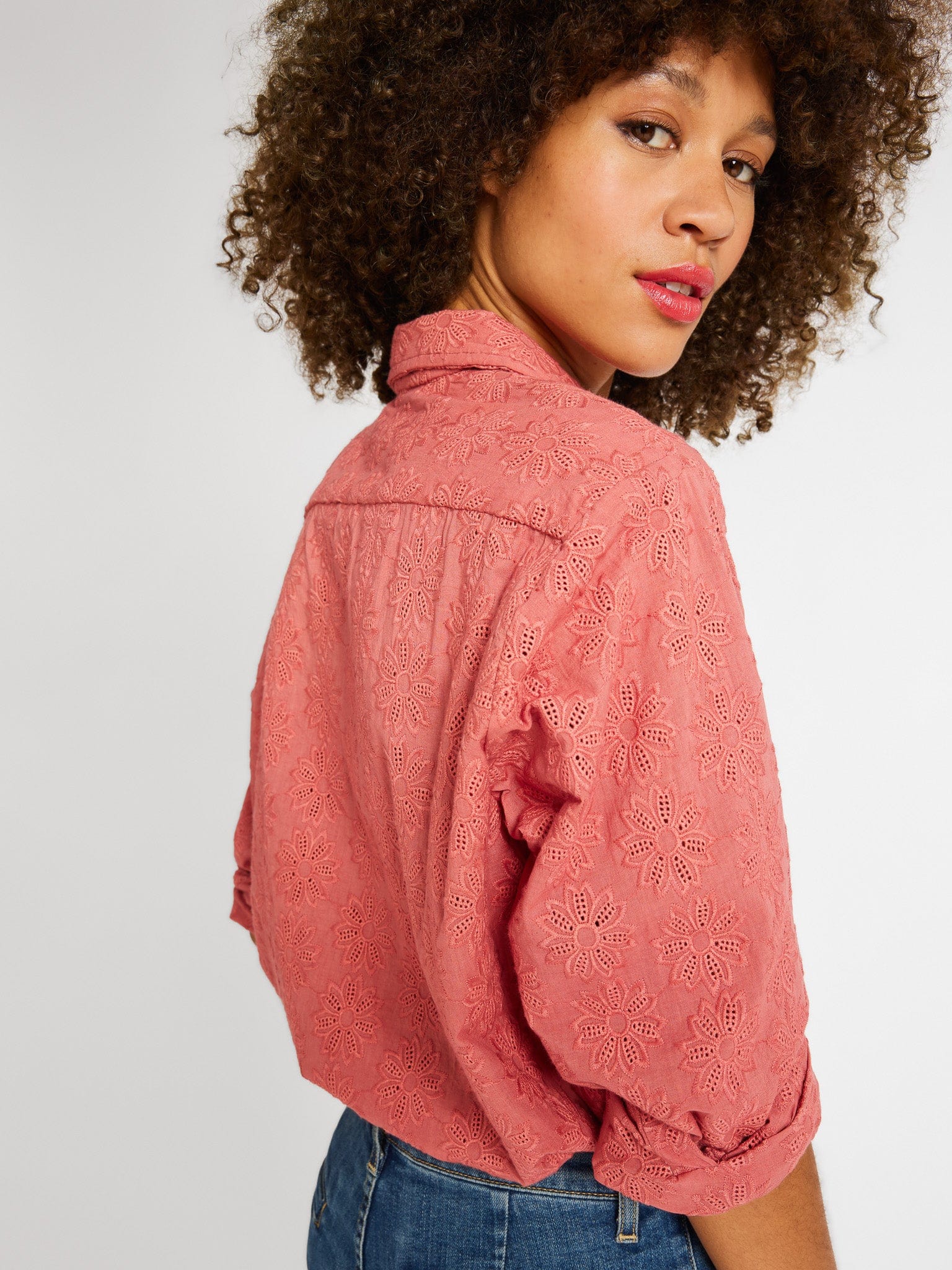 MILLE Clothing Sofia Top in Rosewood Eyelet