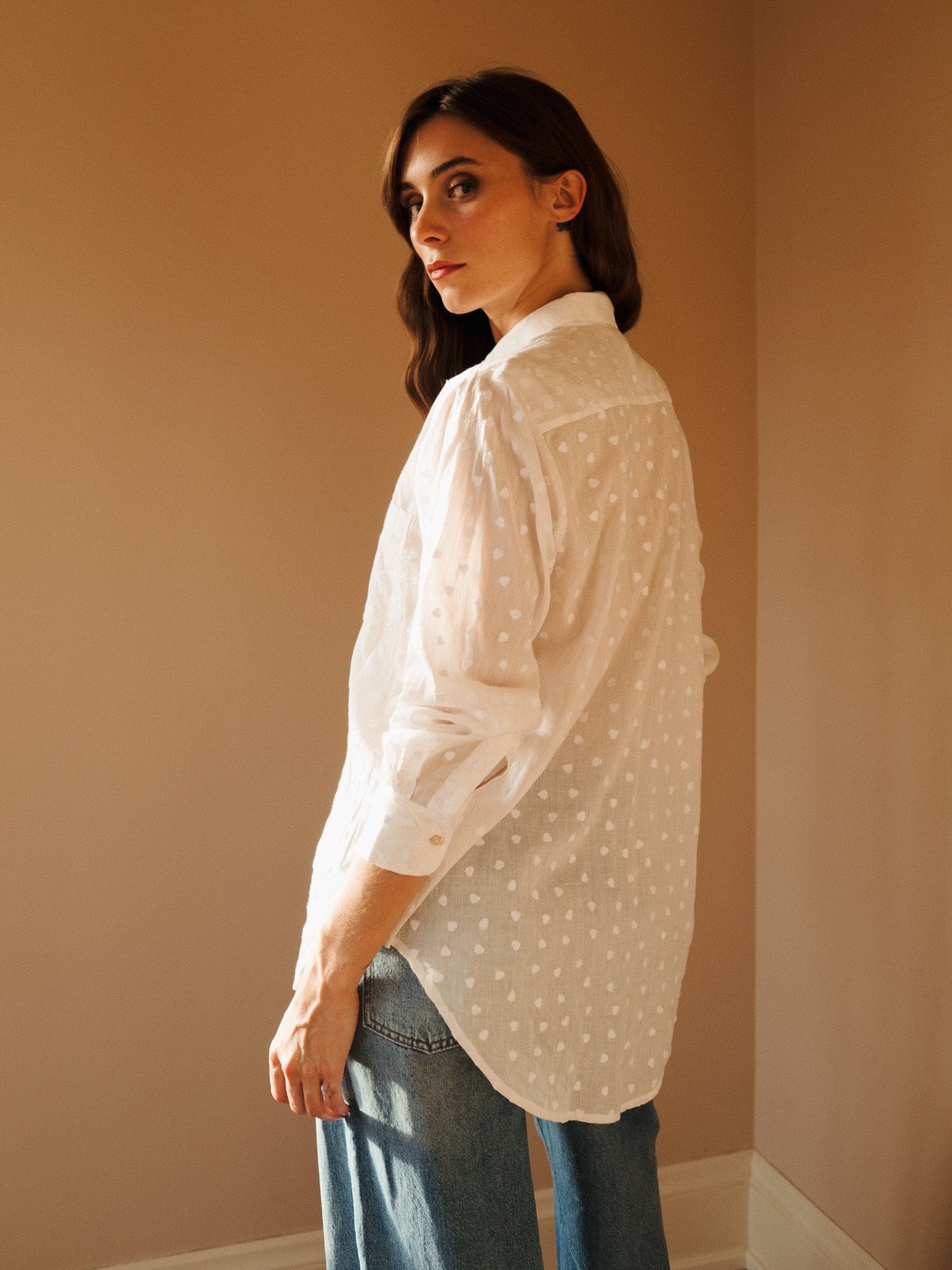 MILLE Clothing Sofia Top in White Hearts