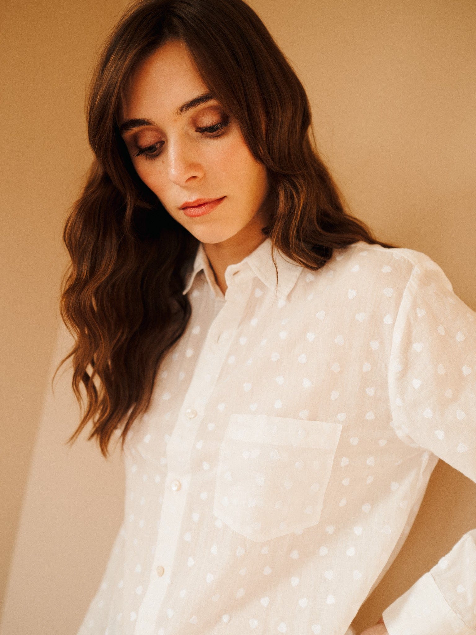 MILLE Clothing Sofia Top in White Hearts