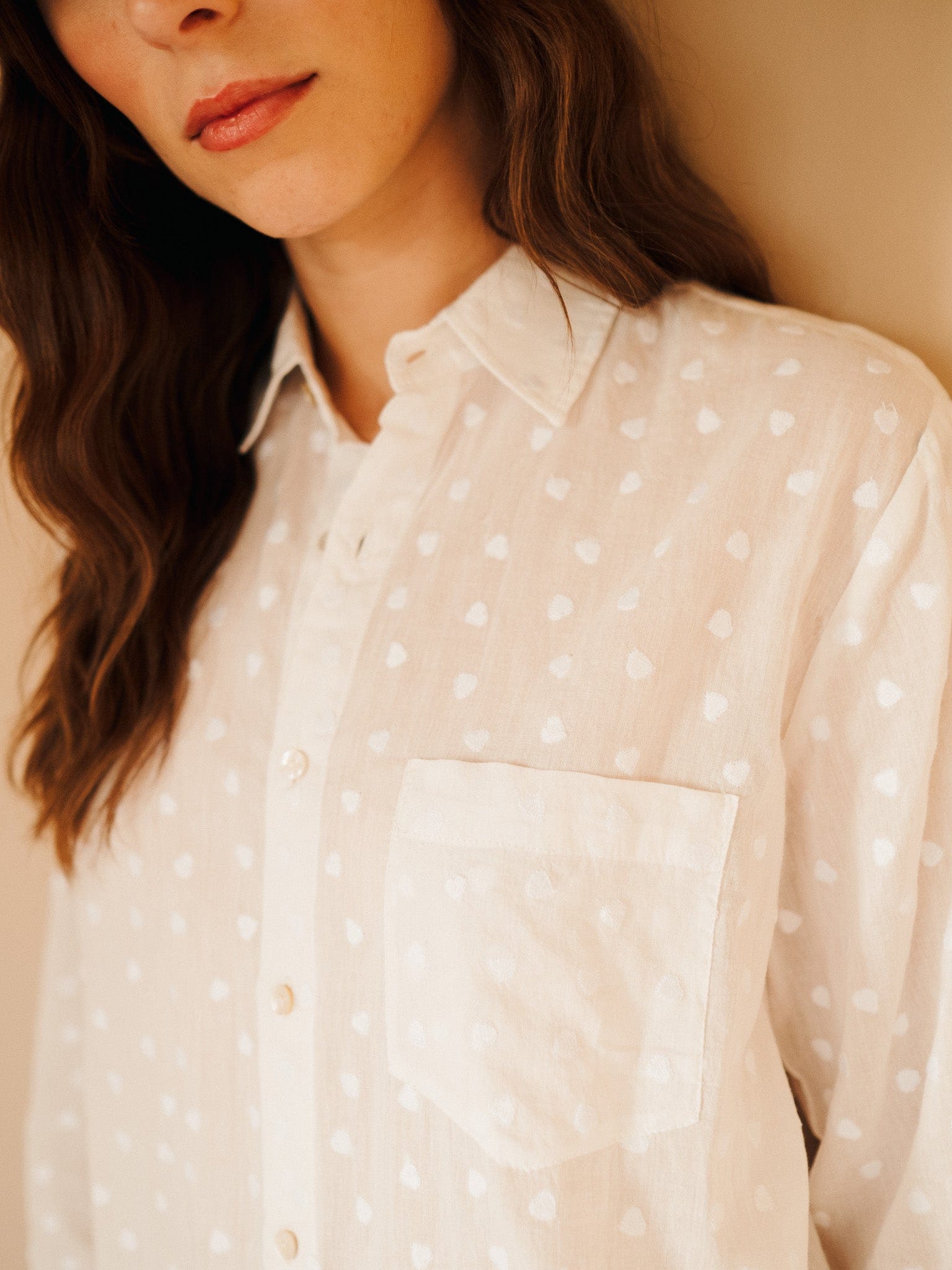 MILLE Clothing Sofia Top in White Hearts