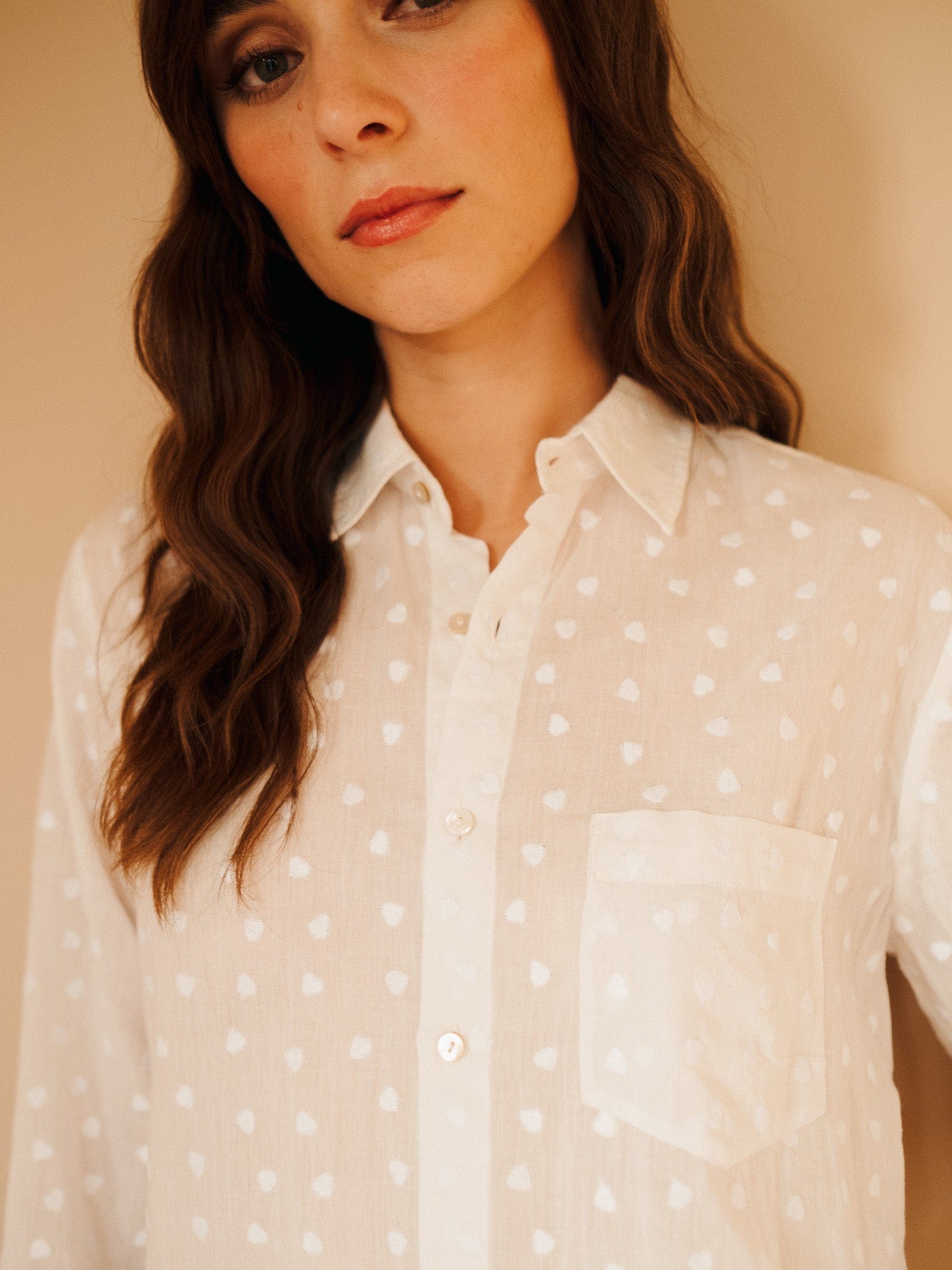 MILLE Clothing Sofia Top in White Hearts