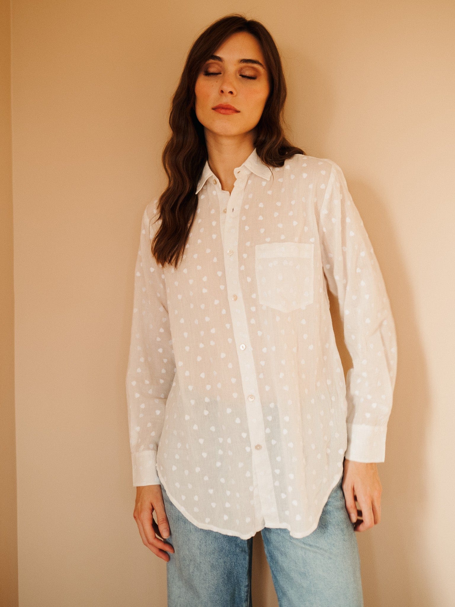 MILLE Clothing Sofia Top in White Hearts