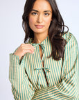 MILLE Clothing Sylvie Jacket in Almond & Green Stripe