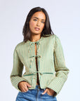 MILLE Clothing Sylvie Jacket in Almond & Green Stripe