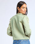 MILLE Clothing Sylvie Jacket in Almond & Green Stripe