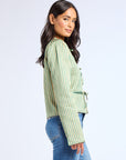 MILLE Clothing Sylvie Jacket in Almond & Green Stripe