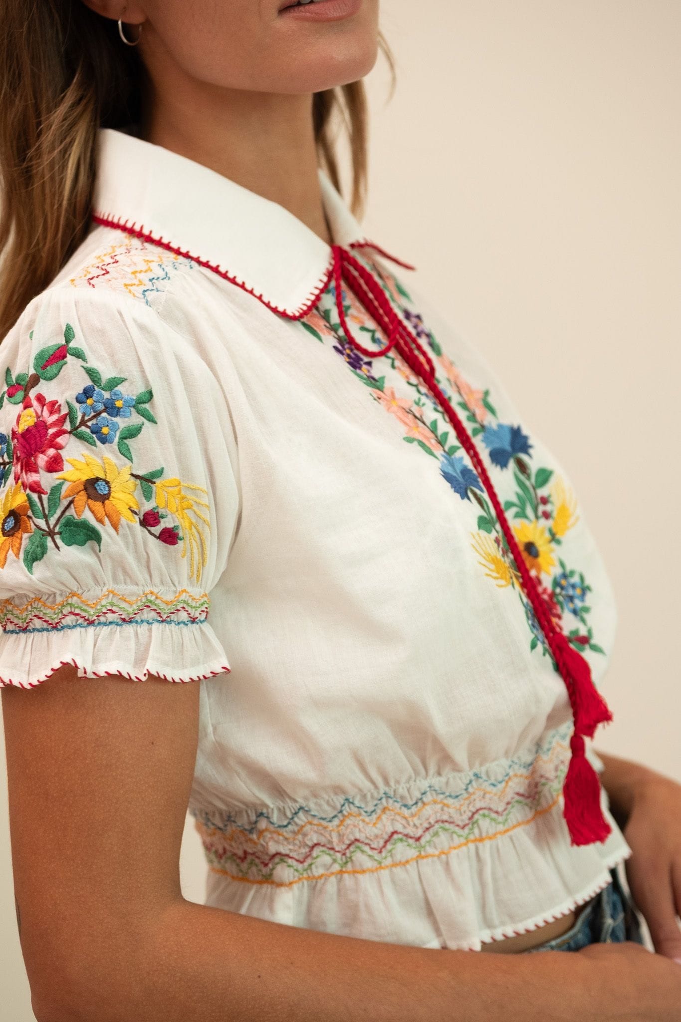 MILLE Clothing Tali Top in Flora Embroidery