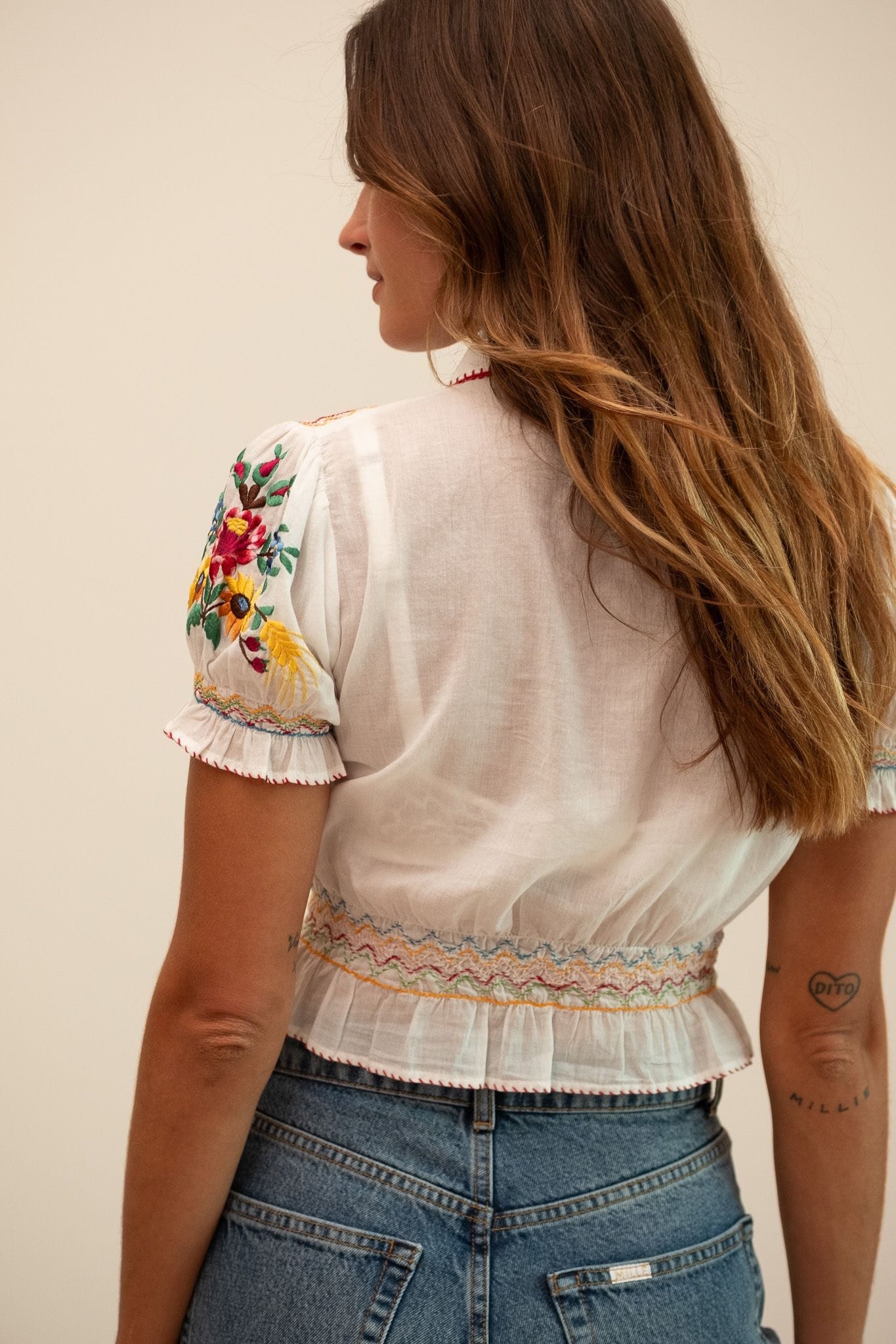 MILLE Clothing Tali Top in Flora Embroidery
