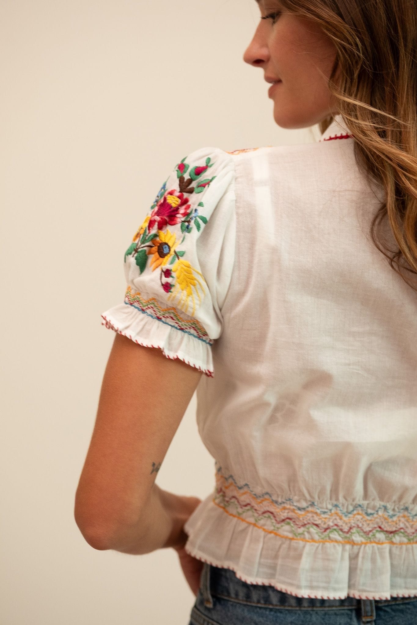 MILLE Clothing Tali Top in Flora Embroidery