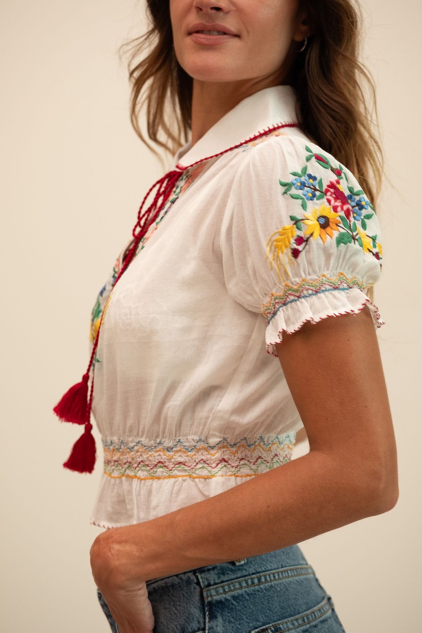 MILLE Clothing Tali Top in Flora Embroidery