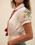MILLE Clothing Tali Top in Flora Embroidery