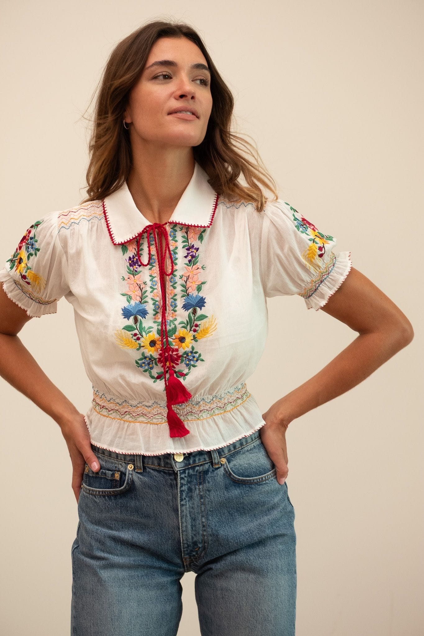 MILLE Clothing Tali Top in Flora Embroidery