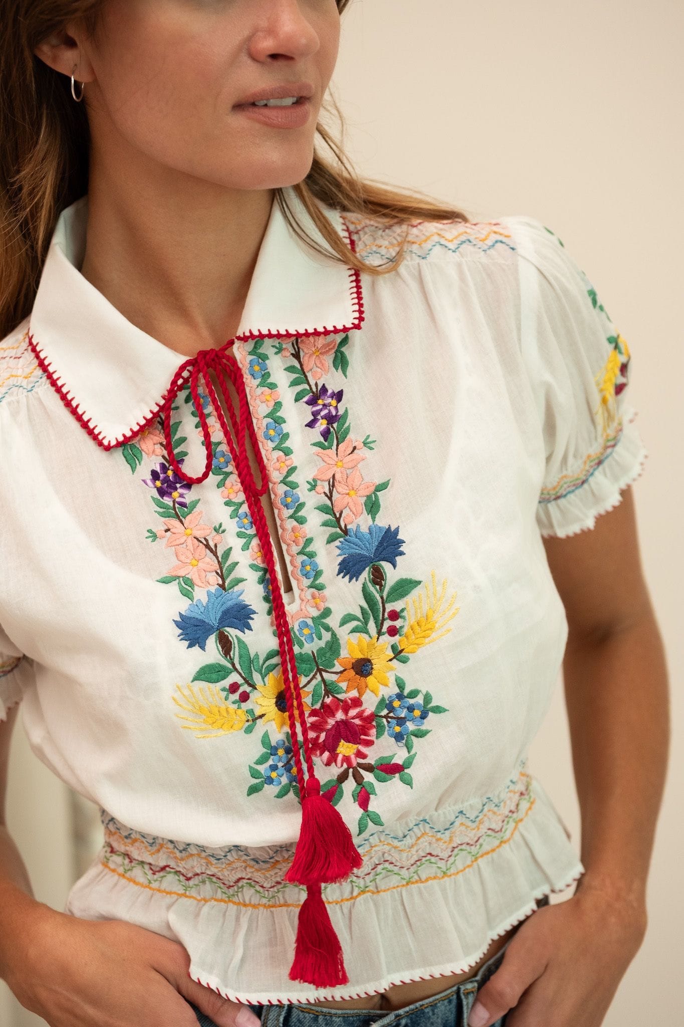 MILLE Clothing Tali Top in Flora Embroidery