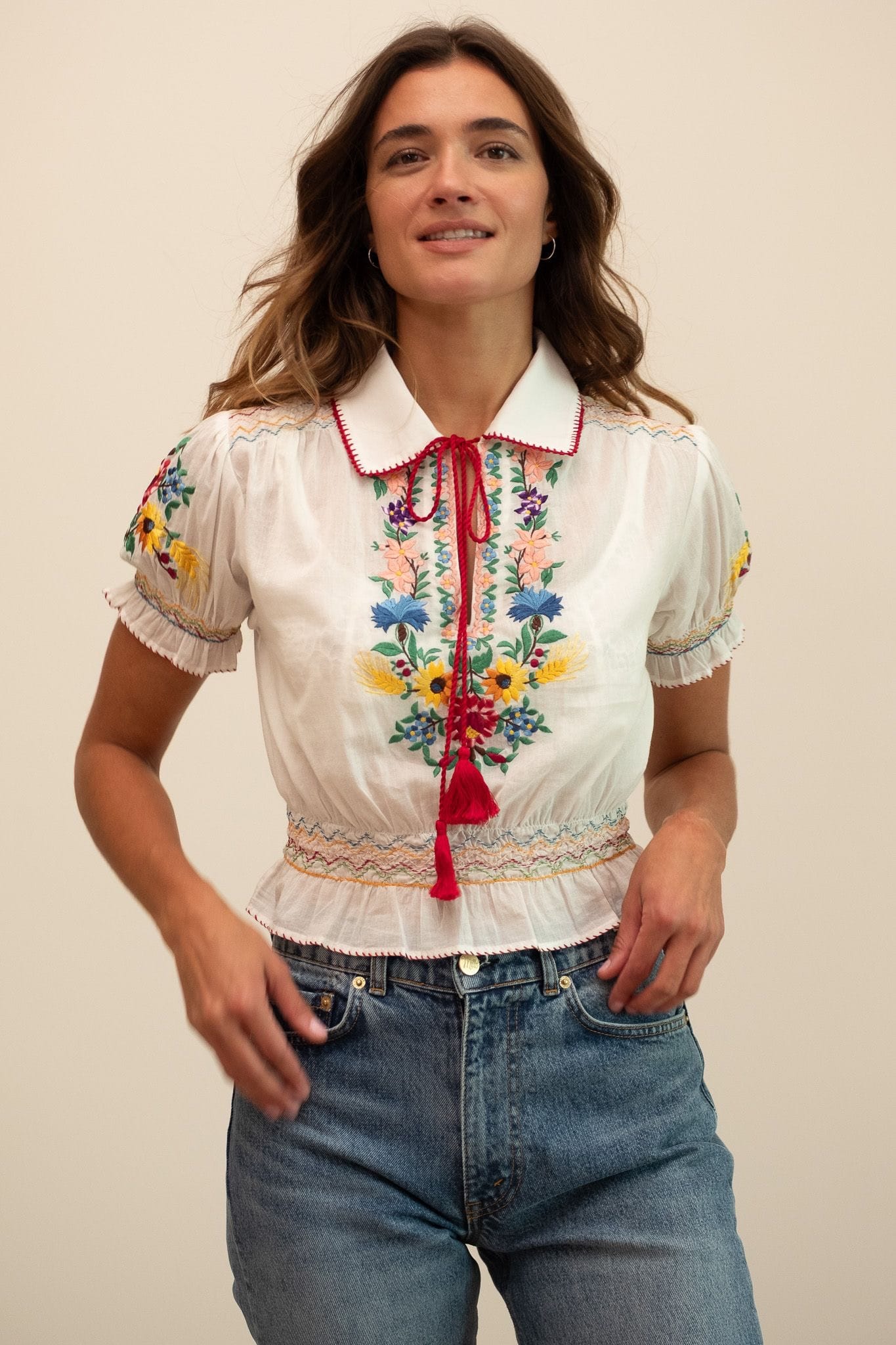 MILLE Clothing Tali Top in Flora Embroidery