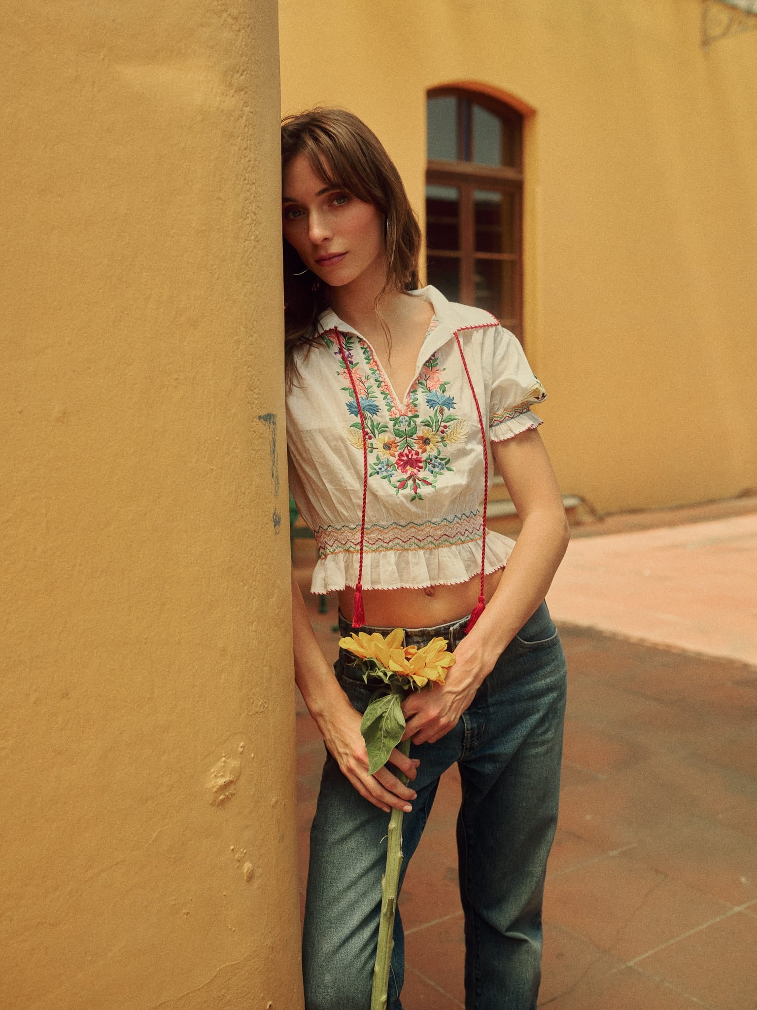 MILLE Clothing Tali Top in Flora Embroidery