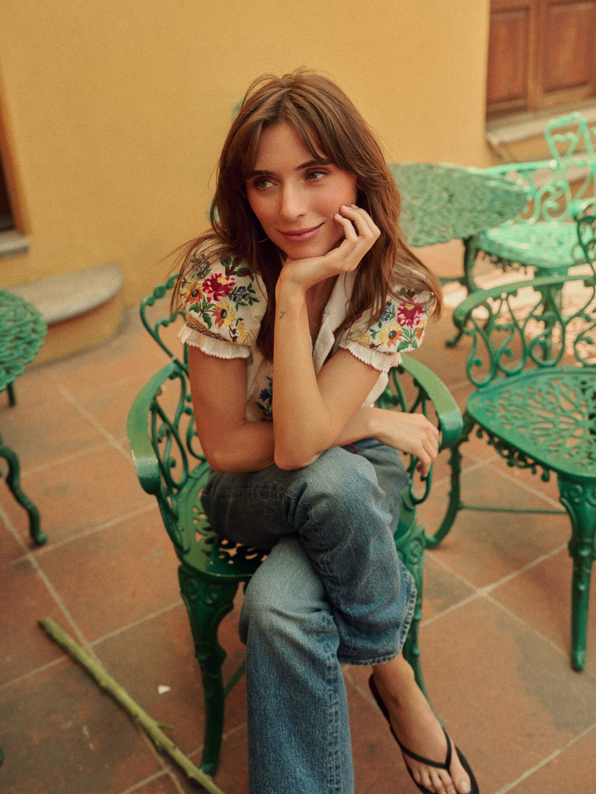 Tali Top in Flora Embroidery — The cut