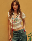 MILLE Clothing Tali Top in Flora Embroidery