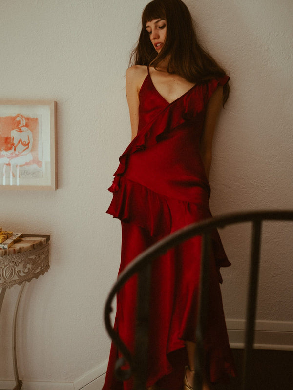Tallulah Dress in Claret — view 4