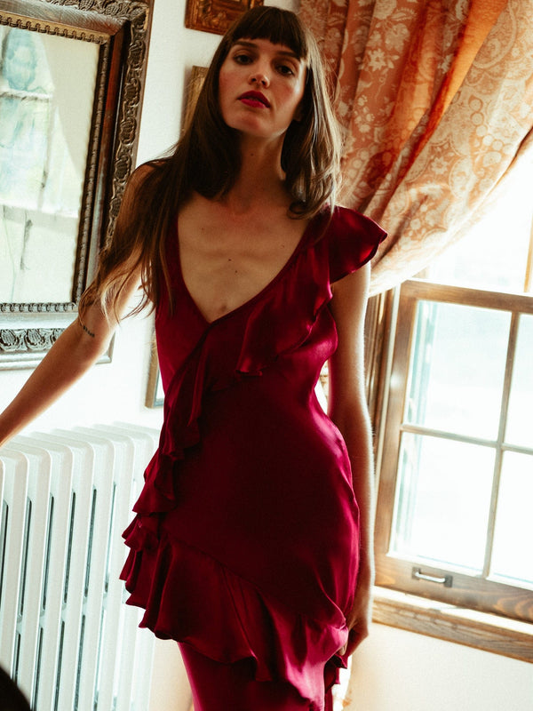 Tallulah Dress in Claret — view 23